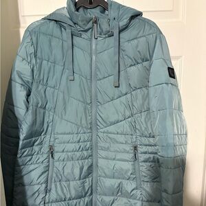 Light Blue Quilted Hooded Jacket